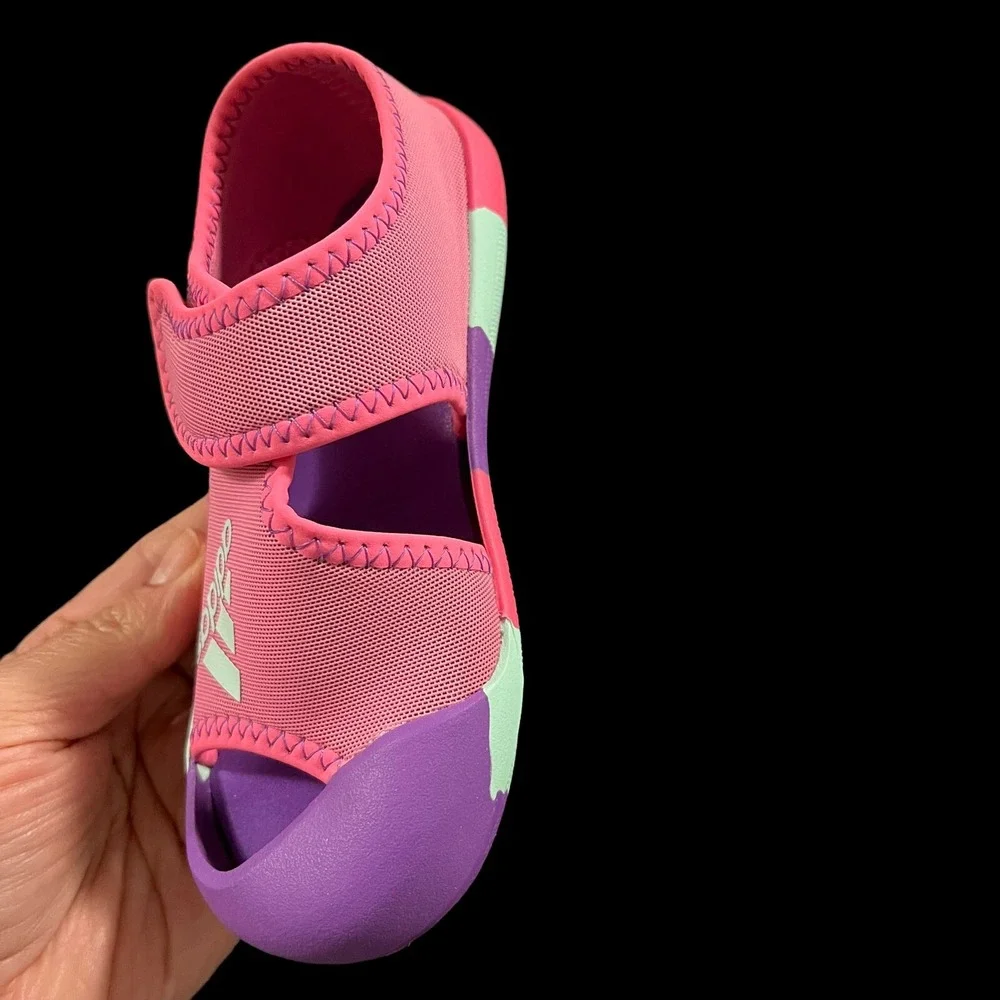 Adidas Toddler Girls Slip-on Water Shoes Size 9.5 Pink Purple Closed Toe Sandals